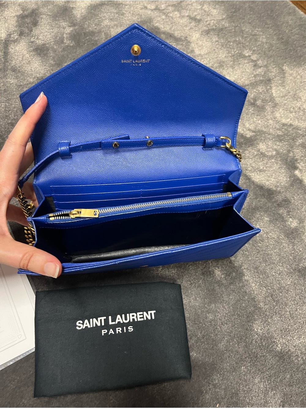 Saint Laurent YSL Envelope Crossbody Bag Electric Blue - Picture 7 of 12